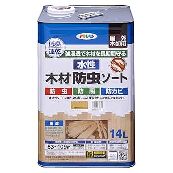 新品★油性塗料・ペンキ　アサヒペン　木材防虫防腐ソート　クリヤ/透明 (14L) Amazon | アサヒペン 塗料 ペンキ 水性木材防虫ソート 14L